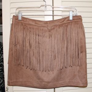 Hip Brown Fringe Philosophy Miniskirt